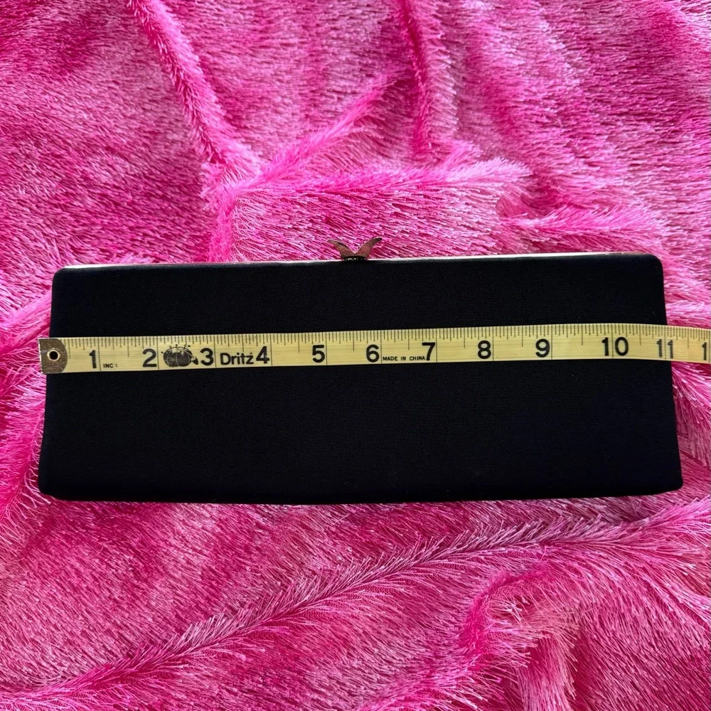 Clutch Evening Bag Black Simple Elegant (~11” x 4.5”) - Picture 4 of 12